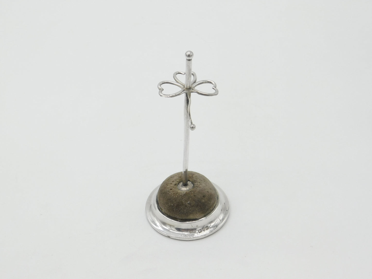 Sterling Silver Shamrock Form Hat Pin Stand Pin Cushion Ring Tree 1921 Chester