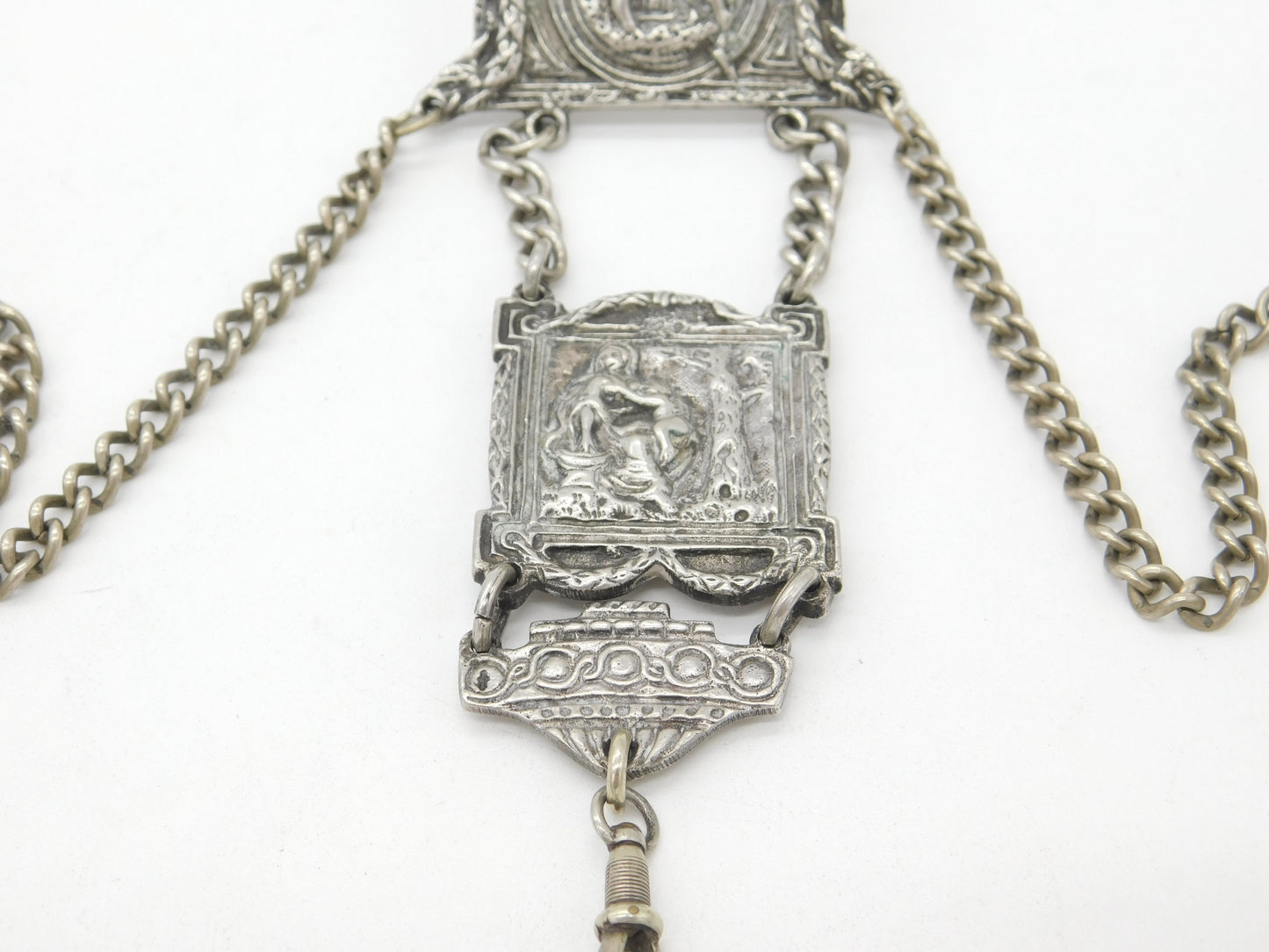 Victorian Hanau Sterling Silver Art Nouveau Chatelaine with Tools Antique c1860