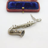 Large Italian 800 Silver Saxophone Musical Medallion Pendant Vintage c1980