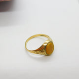 9ct Yellow Gold & Tiger's Eye Set Signet Ring Vintage 1984 Birmingham