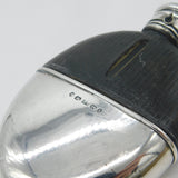 Victorian Sterling Silver & Leather Stirrup Cup Hip Flask Antique 1872 Bham