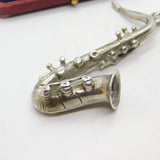 Large Italian 800 Silver Saxophone Musical Medallion Pendant Vintage c1980