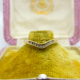 9ct Yellow Gold & Diamond Set Wishbone Band Ring Vintage c1970 Size N UK