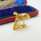 Stork Delivering Baby English 9ct Yellow Gold Charm or Pendant Vintage 1964