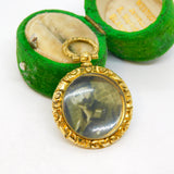 Victorian 9ct Yellow Gold Floral Pattern Portrait Locket Pendant Antique c1890