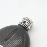 Victorian Sterling Silver & Leather Stirrup Cup Hip Flask Antique 1872 Bham