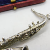 Large Italian 800 Silver Saxophone Musical Medallion Pendant Vintage c1980
