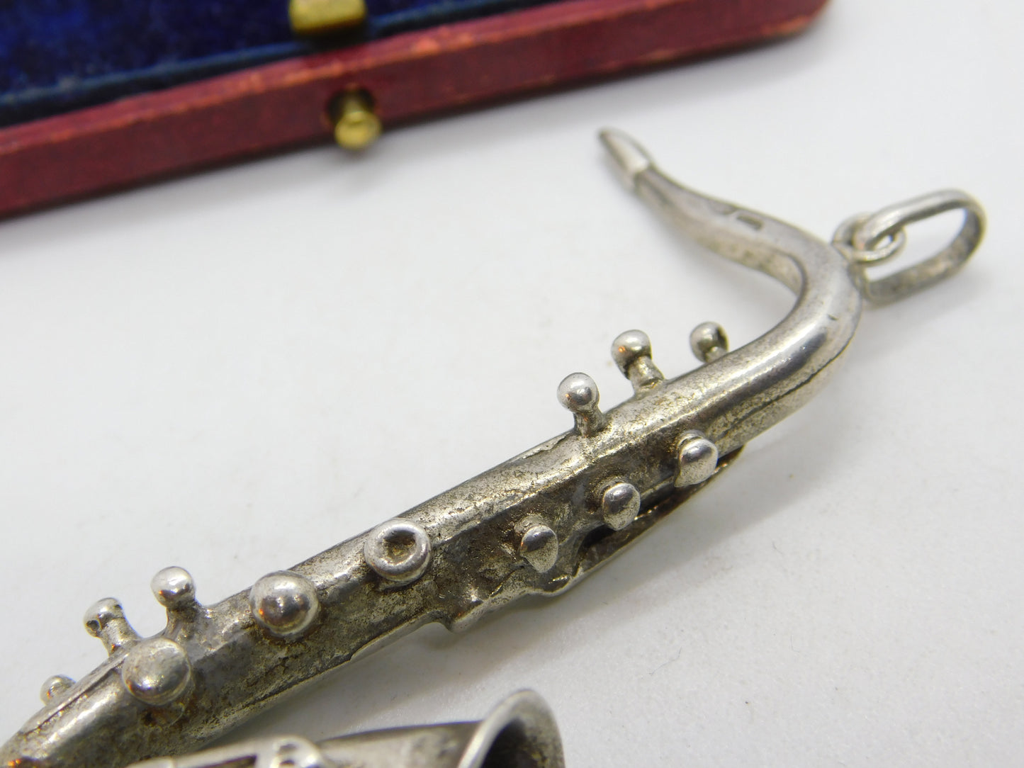 Large Italian 800 Silver Saxophone Musical Medallion Pendant Vintage c1980