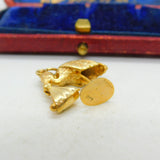Stork Delivering Baby English 9ct Yellow Gold Charm or Pendant Vintage 1964