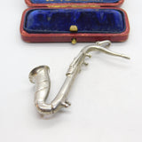Large Italian 800 Silver Saxophone Musical Medallion Pendant Vintage c1980