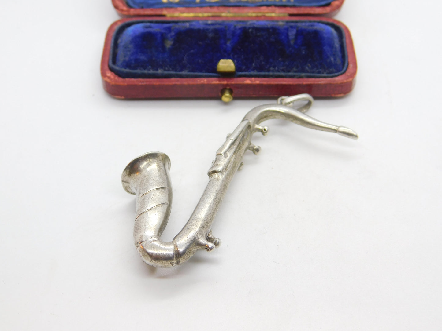 Large Italian 800 Silver Saxophone Musical Medallion Pendant Vintage c1980