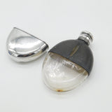 Victorian Sterling Silver & Leather Stirrup Cup Hip Flask Antique 1872 Bham