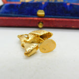 Stork Delivering Baby English 9ct Yellow Gold Charm or Pendant Vintage 1964
