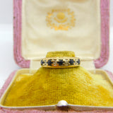 9ct Yellow Gold, Sapphire & Diamond Half Eternity Ring Vintage c1970 London