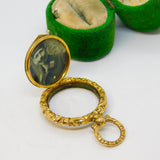 Victorian 9ct Yellow Gold Floral Pattern Portrait Locket Pendant Antique c1890