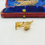 Stork Delivering Baby English 9ct Yellow Gold Charm or Pendant Vintage 1964