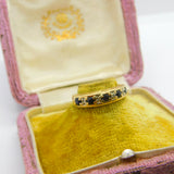 9ct Yellow Gold, Sapphire & Diamond Half Eternity Ring Vintage c1970 London