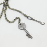 Victorian Silver Plated Chatelaine with Whistle, Key & Hook Antique c1880