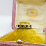 9ct Yellow Gold, Sapphire & Diamond Half Eternity Ring Vintage c1970 London