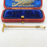 Hunting Riding Crop Brooch Stock Pin 3 Colour 18ct Gold Antique Victorian c1890