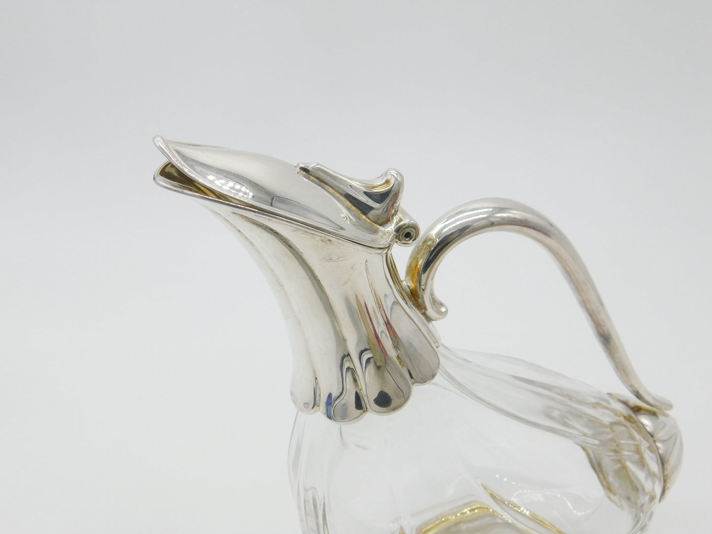 Silver Plated Moulded Glass Chicken Form Claret Wine Jug Vintage c1960