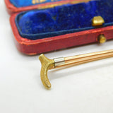 Hunting Riding Crop Brooch Stock Pin 3 Colour 18ct Gold Antique Victorian c1890