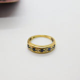 9ct Yellow Gold, Sapphire & Diamond Half Eternity Ring Vintage c1970 London