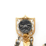 Victorian French Rolled Gold & Cut Steel Sewing Chatelaine Running Fox Pattern