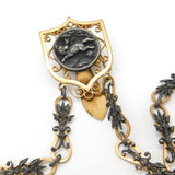 Victorian French Rolled Gold & Cut Steel Sewing Chatelaine Running Fox Pattern