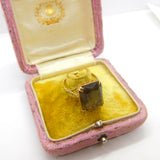 9ct Yellow Gold & Emerald Cut Citrine Cocktail Ring Vintage 1992 Birmingham