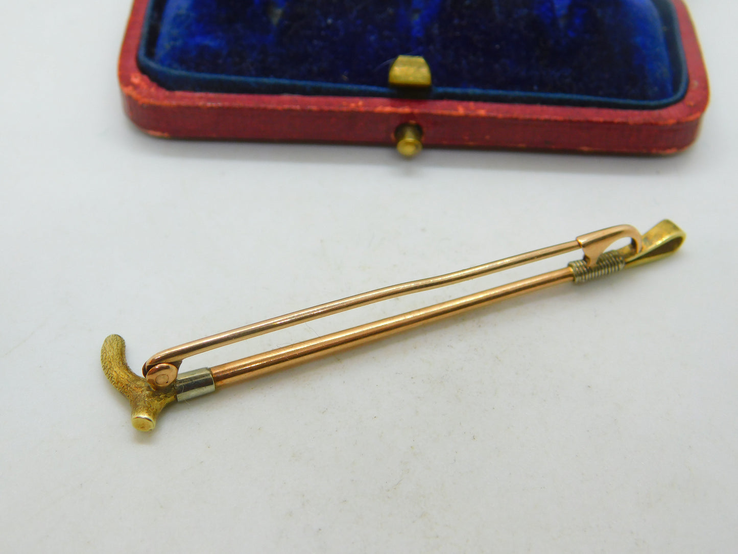 Hunting Riding Crop Brooch Stock Pin 3 Colour 18ct Gold Antique Victorian c1890