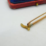 Hunting Riding Crop Brooch Stock Pin 3 Colour 18ct Gold Antique Victorian c1890