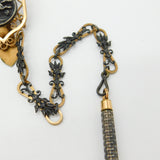 Victorian French Rolled Gold & Cut Steel Sewing Chatelaine Running Fox Pattern