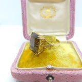 9ct Yellow Gold & Emerald Cut Citrine Cocktail Ring Vintage 1992 Birmingham