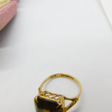9ct Yellow Gold & Emerald Cut Citrine Cocktail Ring Vintage 1992 Birmingham