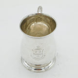 George II Sterling Silver Armorial Crest Tankard Mug Antique 1753 London