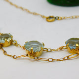 15ct Yellow Gold & Blue Topaz Set Dress Necklace Antique c1920 Art Deco