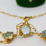 15ct Yellow Gold & Blue Topaz Set Dress Necklace Antique c1920 Art Deco
