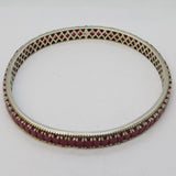 Sterling Silver Marquise-Cut Ruby Eternity Bangle Bracelet Vintage c1970