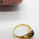 9ct Gold & Cabochon Bohemian Garnet Floral Victorian Style Ring Vintage 1976