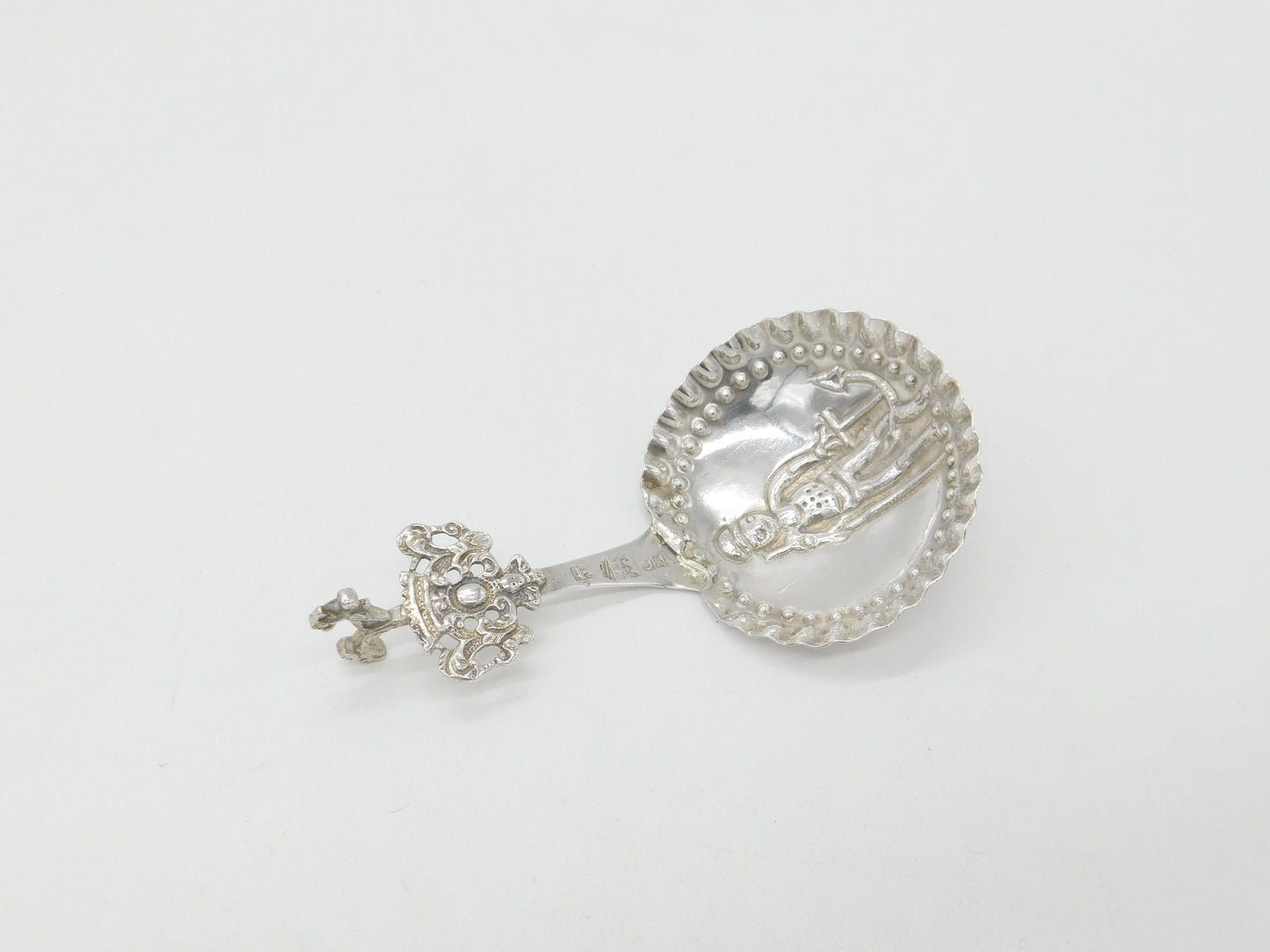 Early Victorian Dutch Sterling Silver Tea Caddy Spoon Antique c1850