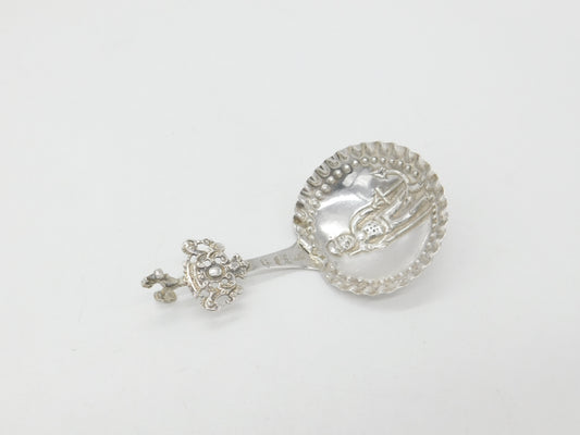 Early Victorian Dutch Sterling Silver Tea Caddy Spoon Antique c1850