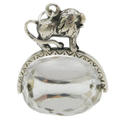 Victorian Sterling Silver & Rock Crystal Lion Form Spinner Fob Antique