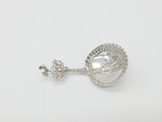 Early Victorian Dutch Sterling Silver Tea Caddy Spoon Antique c1850