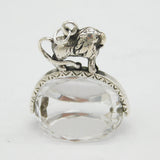 Victorian Sterling Silver & Rock Crystal Lion Form Spinner Fob Antique