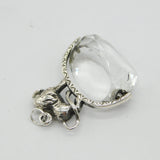 Victorian Sterling Silver & Rock Crystal Lion Form Spinner Fob Antique