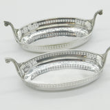 Pair of Sterling Silver Viking Ship Form Novelty Salt Cellars Antique 1927 Birmingham