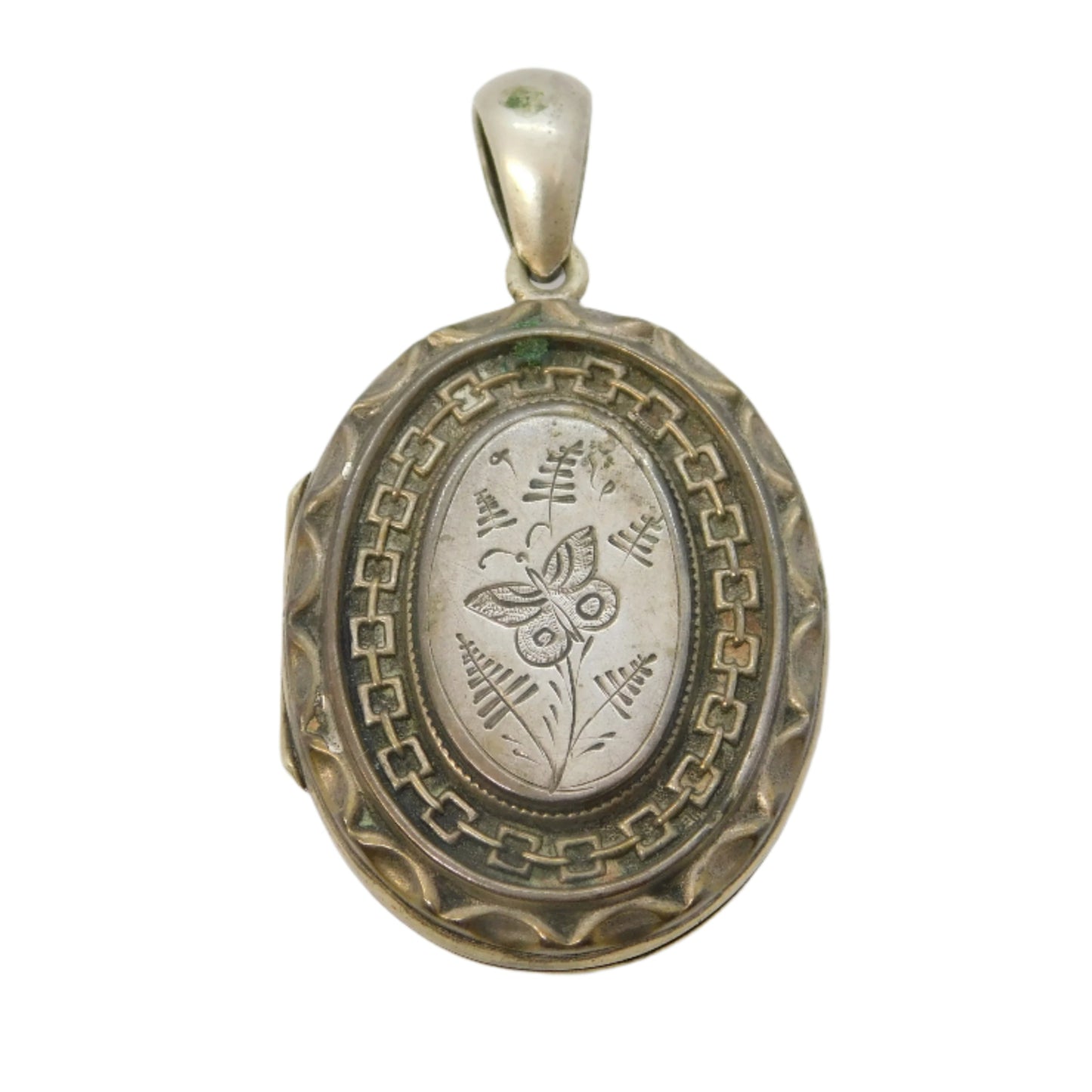 Victorian Aesthetic Movement Silver Plated Sweetheart Locket Antique c1890