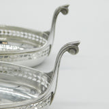Pair of Sterling Silver Viking Ship Form Novelty Salt Cellars Antique 1927 Birmingham
