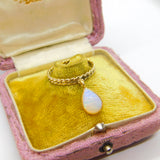 9ct Yellow Gold & Opal Drop Set Band Ring Vintage c1970 Size O UK
